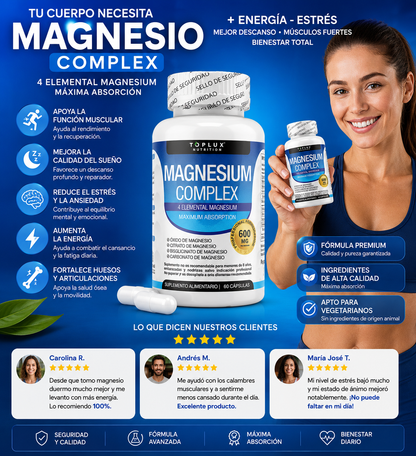 Magnesio Complex 600 mg | Máxima Absorción y Bienestar Diario