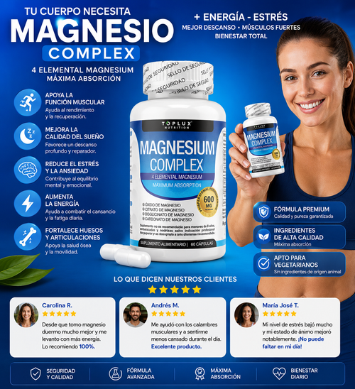 Magnesio Complex 600 mg | Máxima Absorción y Bienestar Diario