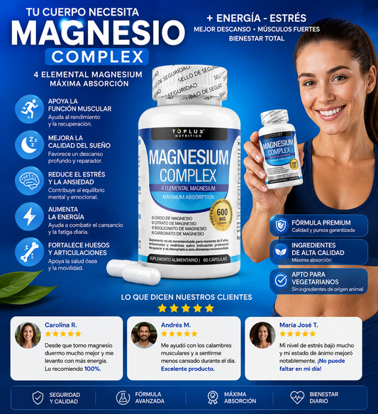 Magnesio Complex 600 mg | Máxima Absorción y Bienestar Diario