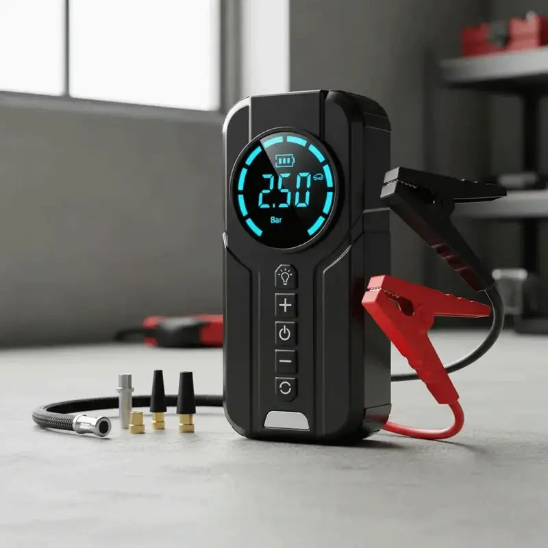 Arrancador y Compresor Portátil 4 en 1